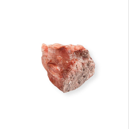 Side angle of raw Red Calcite showing natural layers and texture