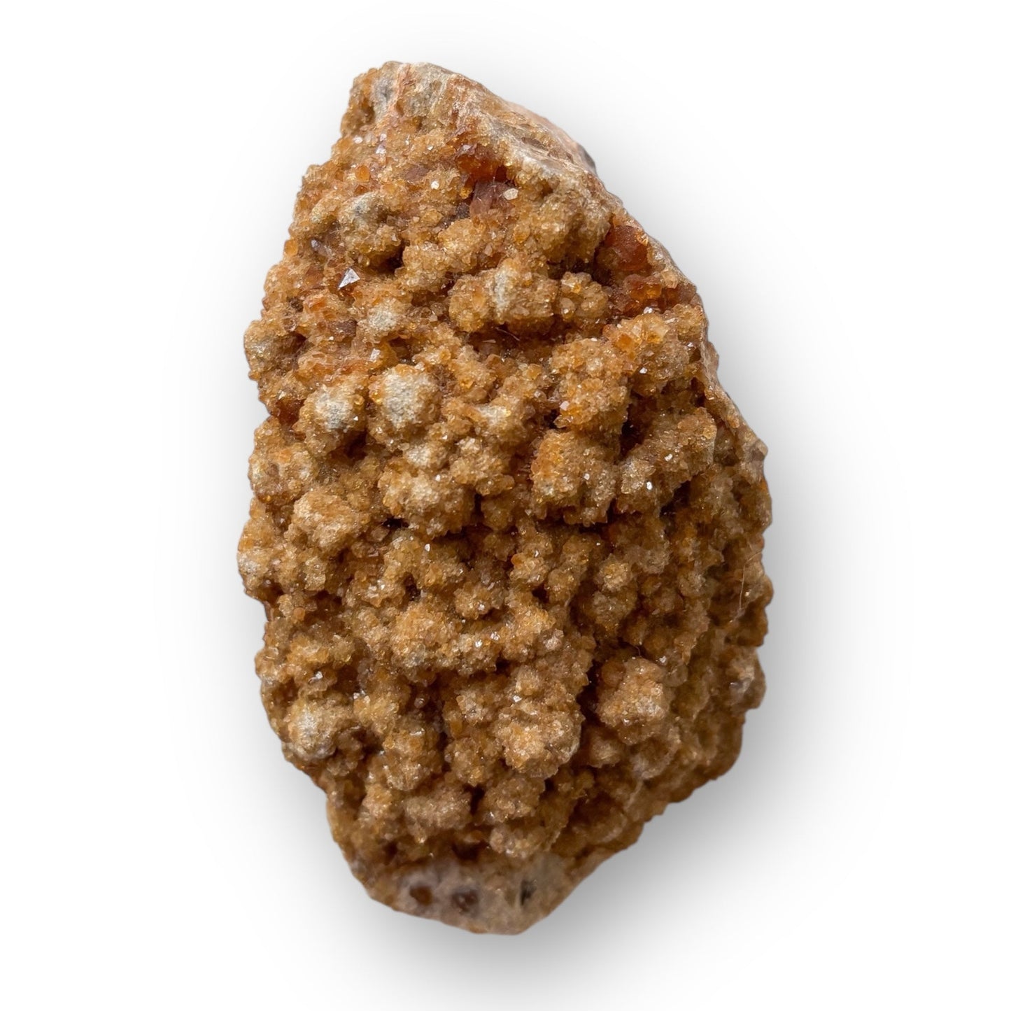 Red-Orange Botryoidal Aragonite crystal cluster with natural rounded formations and warm color.