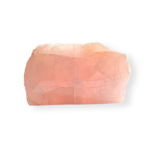 Rose Quartz bookends front view showing soft pink polished faces and natural crystal texture.