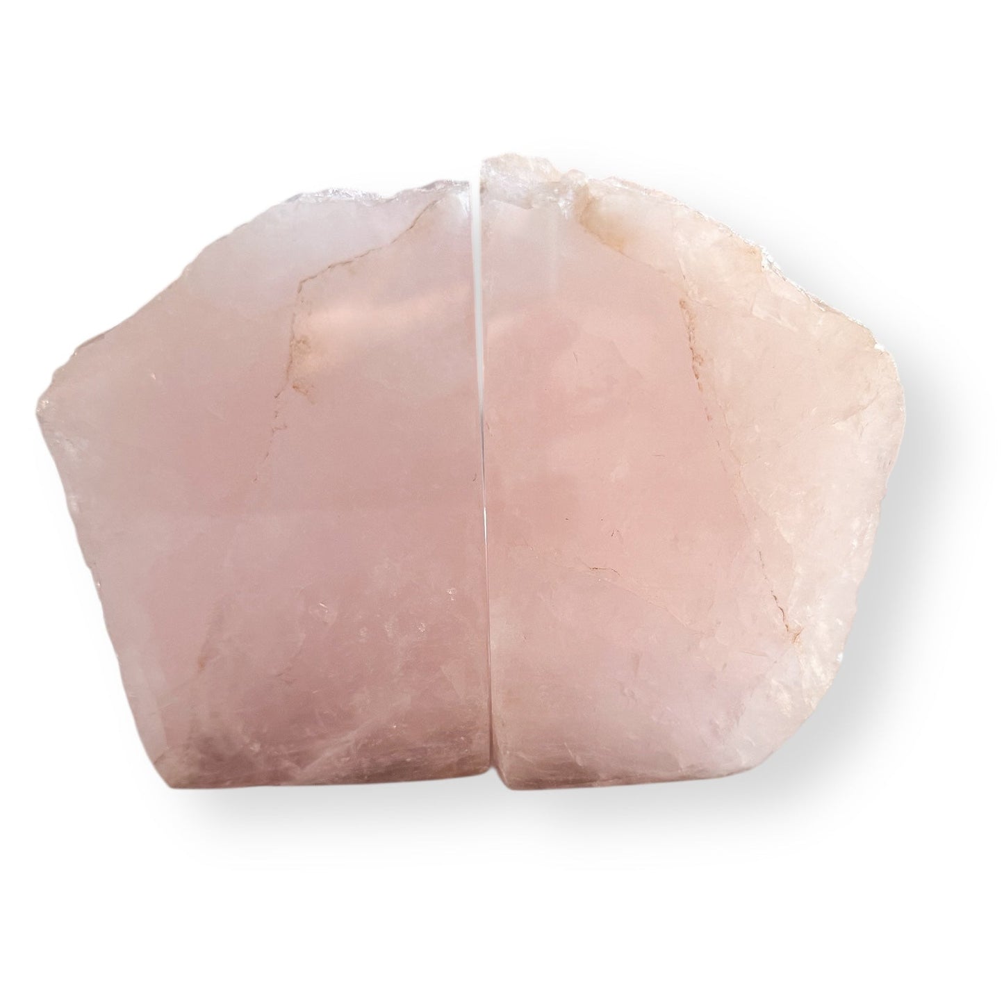 Rose Quartz Bookends pair with polished front shown side by side.