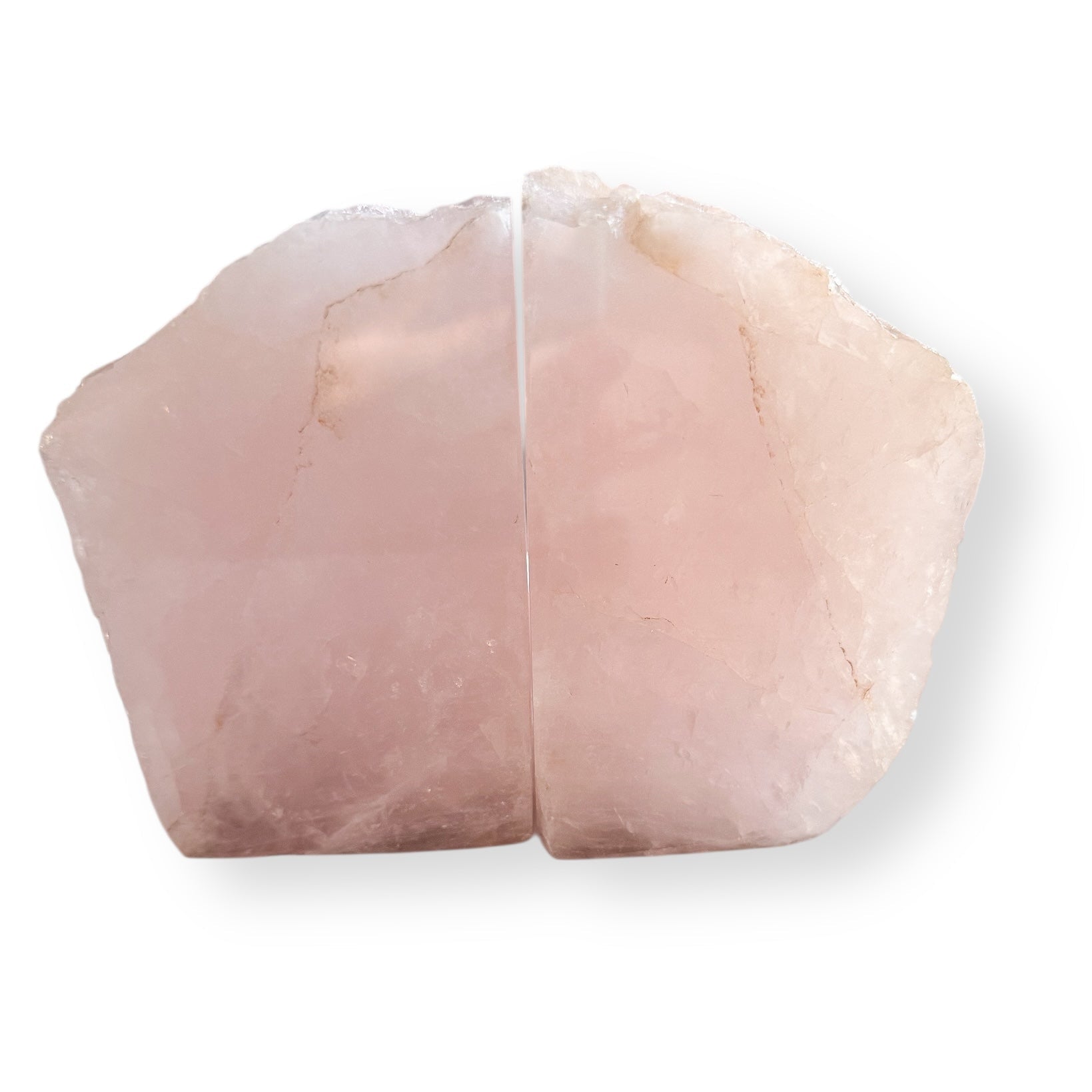 Rose Quartz Bookends pair with polished front shown side by side.