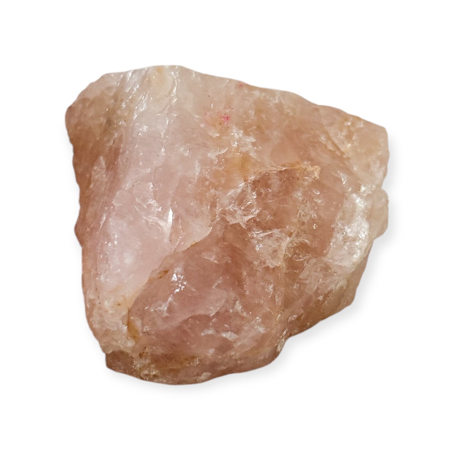 Close-up of rough Rose Quartz highlighting crystal layers and color