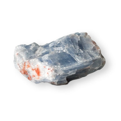 Unpolished Blue Calcite mineral with visible natural formations.