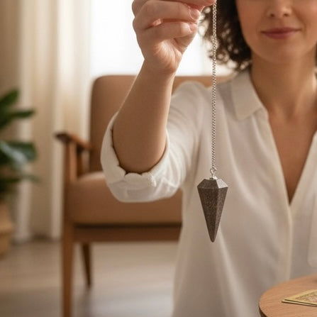 Polished Ruby in Kyanite crystal pendulum with natural red and blue tones