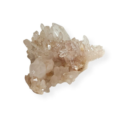 Side view of Clear Quartz Cluster highlighting natural formation