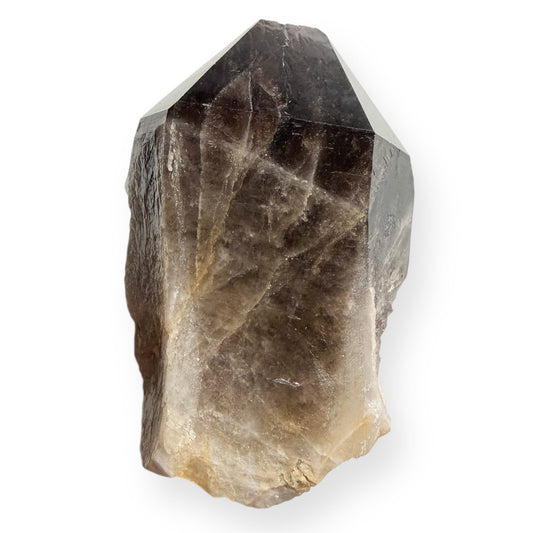 Extra large smoky quartz point crystal front view