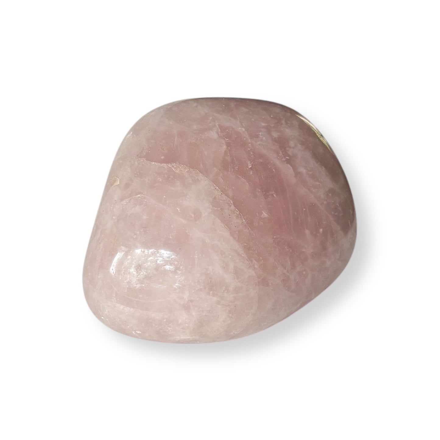 Smooth pink Rose Quartz stone highlighting polished texture and color.