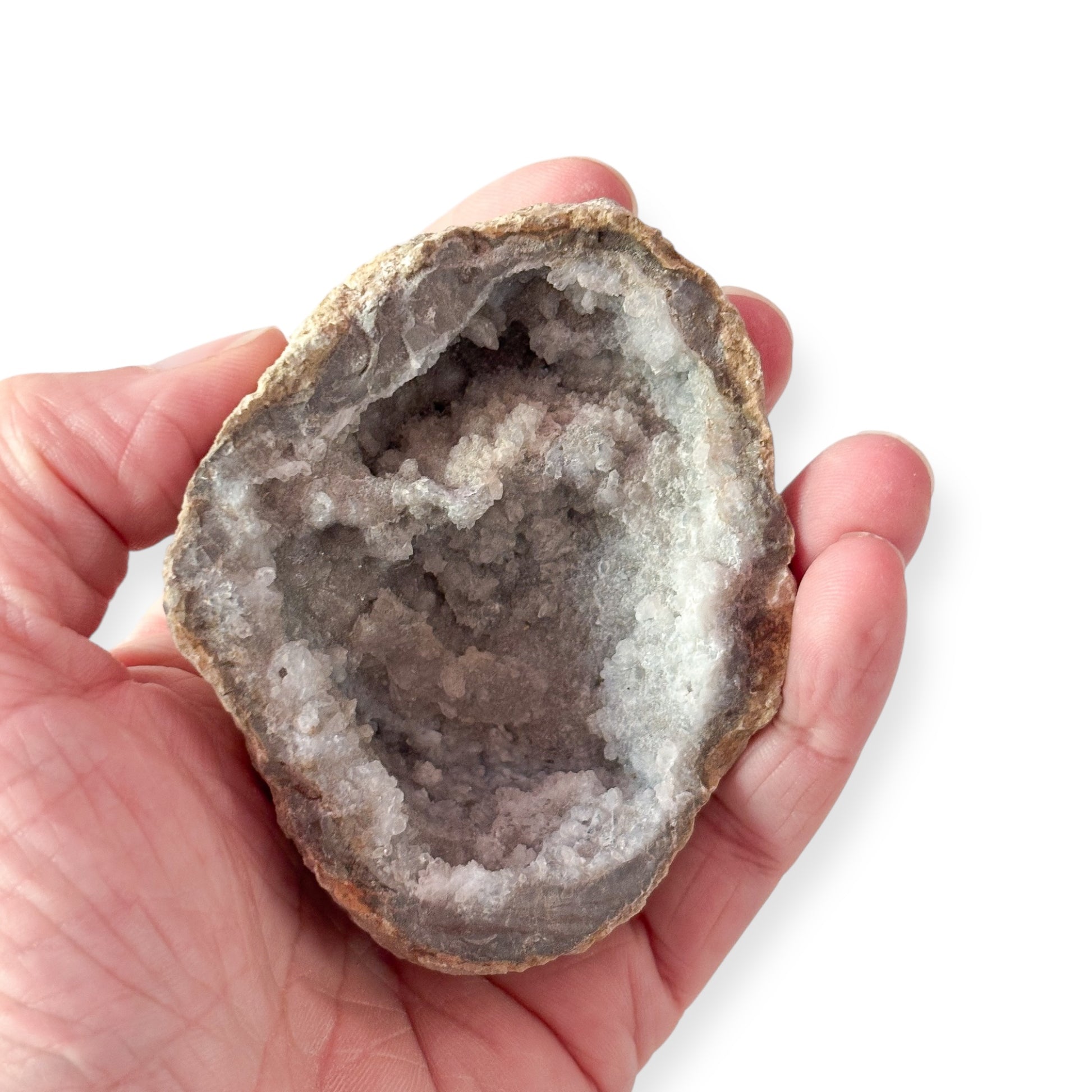 Crystal detail of Sugar Quartz geode showing fine druzy texture