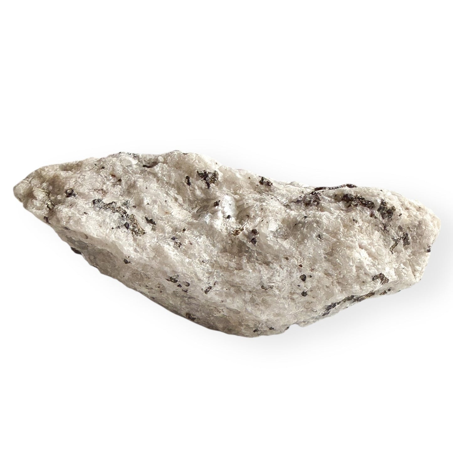 Raw Tourmalinated Quartz stone with visible black tourmaline inclusions