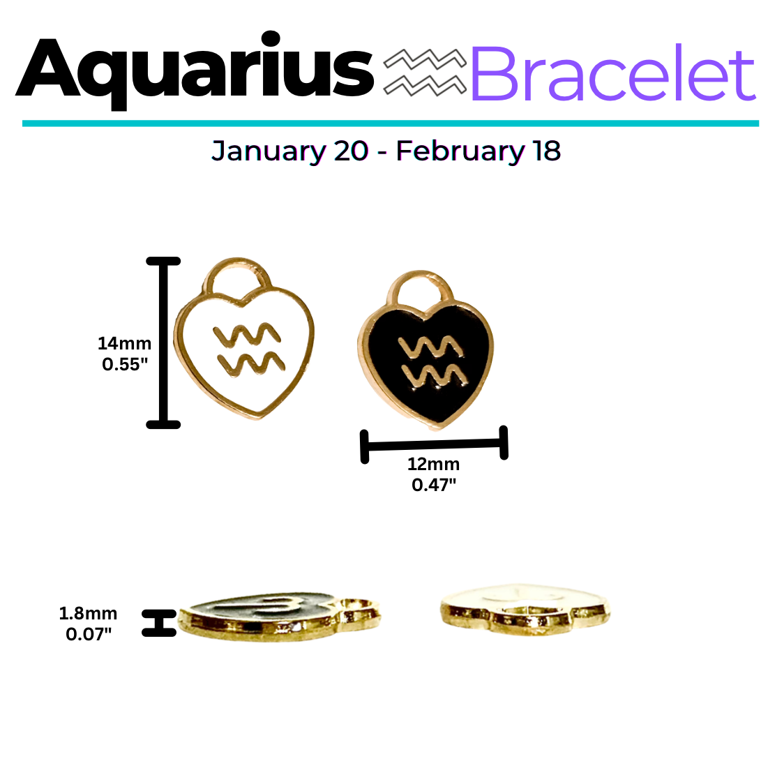 Aquarius Zodiac Crystal Charm Bracelet